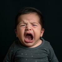 uma bebê é fazer uma engraçado face com dele boca aberto generativo ai foto