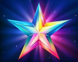 uma colorida Estrela em uma Sombrio fundo generativo ai foto