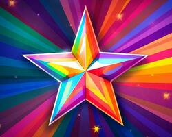 uma colorida Estrela em uma arco Iris fundo generativo ai foto