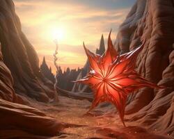 uma vermelho Estrela dentro a meio do uma deserto generativo ai foto