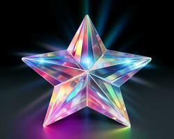 uma Estrela em forma objeto com arco Iris luzes em isto generativo ai foto