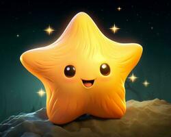 uma estrelas do mar é sorridente dentro frente do uma estrelado noite céu generativo ai foto