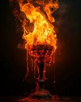 a imagem do uma queimando vaso em uma Preto fundo generativo ai foto