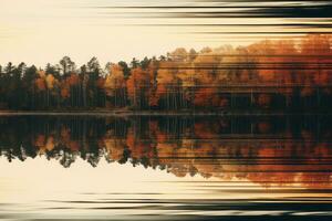 a imagem do uma lago com árvores dentro a fundo generativo ai foto