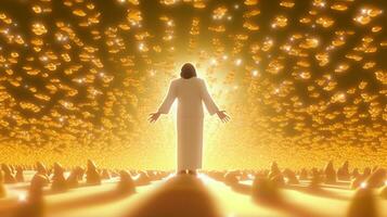 arafado imagem do uma homem em pé dentro uma campo do ouro. generativo ai. foto