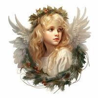 lá é uma cenário do uma jovem menina com anjo asas. generativo ai. foto
