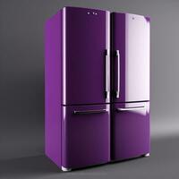 roxa geladeira com dois portas e uma congelador em topo. generativo ai. foto