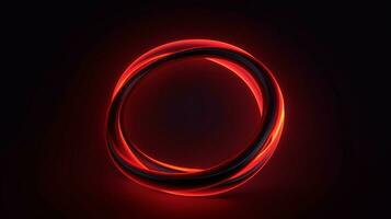 uma fechar acima do uma vermelho luz dentro uma círculo em uma Preto fundo. generativo ai. foto