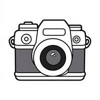 uma Preto e branco foto do uma Câmera com uma lente. generativo ai.