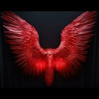 asas do uma vermelho pássaro com uma Preto fundo. generativo ai. foto