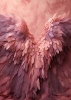 arafado Rosa flamingo com ampla asas espalhar Fora dentro frente do uma Rosa fundo. generativo ai. foto