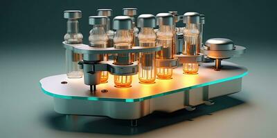 farmacêutico ótico ampola frasco inspeção máquina , generativo ai. foto