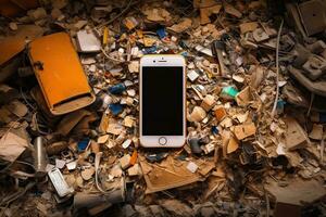 Smartphone desperdício dentro a lixo terra , generativo ai foto