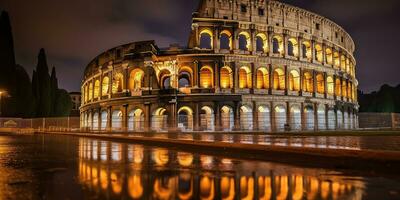 Coliseu às noite. Roma - Itália , generativo ai foto