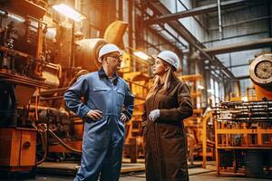 eletricidade engenheiro e dele Supervisor às industrial instalação , generativo ai . foto