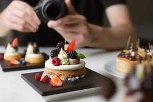 Comida bolo fotografia. gerar ai foto