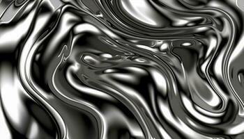 abstrato prata gradiente fundo. fluxo cromada líquido metal ondas. foto