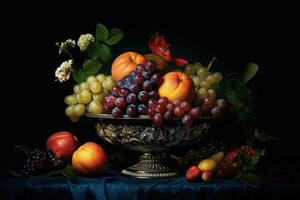 decorado luxuoso tigela do misturar frutas, generativo ai foto