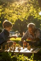 iluminado pelo sol parque momentos capturando diverso geracional títulos a partir de crianças para anciãos ai generativo foto