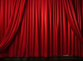 uma vermelho cortinas dentro teatro foto