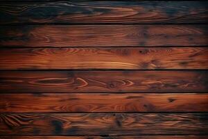 uma de madeira parede com uma Sombrio Castanho mancha, fechar acima do uma madeira parede com uma Sombrio fundo foto