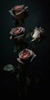 fascinante fechar-se retrato do rosas, eterno melancólico, ai gerado foto