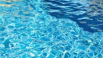 ondulações em a azul piscina água. brilhante ondas do limpar \ limpo piscina água. gerado ai. foto