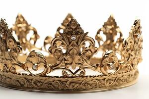 belo brilhante coroa com medieval enfeite e joias. antigo rei ou quenn coroa. gerado ai. foto