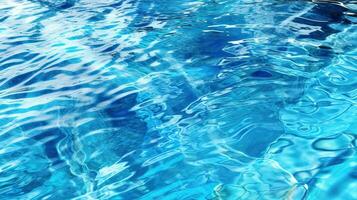 ondulações em a azul piscina água. brilhante ondas do limpar \ limpo piscina água. gerado ai. foto