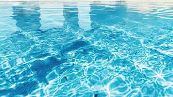 ondulações em a azul piscina água. brilhante ondas do limpar \ limpo piscina água. gerado ai. foto