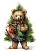 fofa Urso com Natal árvore foto