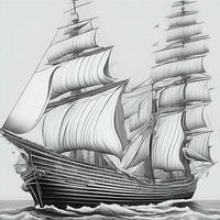 uma pirata navio linha arte ai gerado foto