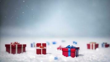 Natal presente caixas com neve. generativo ai foto
