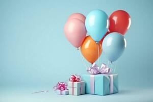 aniversário balões com presente caixa foto