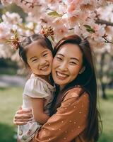 mãe selfie com filha ai gerado foto