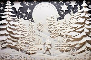 Natal feriado 3d papercut ilustração ai gerado foto