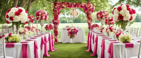 Casamento conceito fundo sortimento lindo floral decoração dentro luxo meio Ambiente criada com ai generativo foto