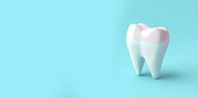 dente em uma azul fundo. dentista dia conceito. oral Cuidado, dentes restauração. ai gerado. foto