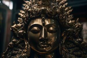 fechar acima do uma dourado estátua do uma Buda dentro têmpora foto