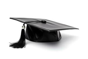 uma graduação boné com uma pendão isolado em branco foto
