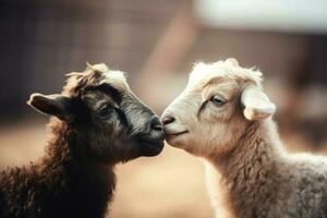 cabras pequeno fechar-se. gerar ai foto