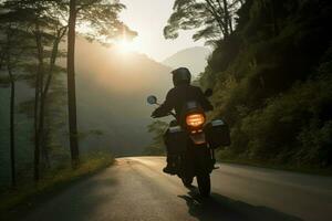 homem equitação motocicleta. gerar ai foto