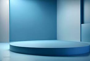 lindo abstrato moderno azul pano de fundo e branco iluminação para uma produtos apresentação. foto