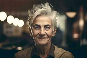 Senior mulher cabeleireiro. gerar ai foto