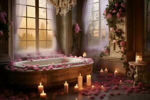 romântico decoração velas. gerar ai foto