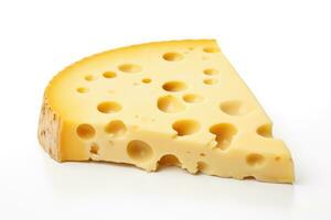 peça do delicioso queijo cortar Fora em uma branco fundo. foto
