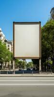 histórico paisagem urbana coroado de uma em branco Painel publicitário quadro, Misturando a velho e a Novo ai generativo foto