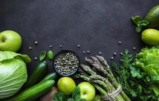 fundo do conceito de comida vegetariana saudável foto