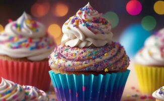 colorida doce Bolinho, generativo ai ilustração. foto