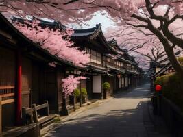 tradicional Japão velho cidade, generativo ai ilustração. foto